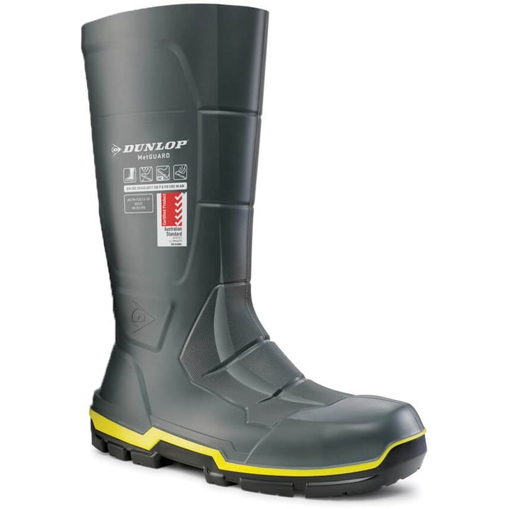 Dunlop MetGUARD Metatarsal Protection Full Safety Wellington Boots Dark Grey 1#colour_dark-grey