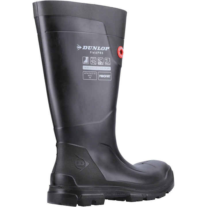 Dunlop Purofort FieldPRO Full Safety Wellington Boots Black/Black 2#colour_black-black