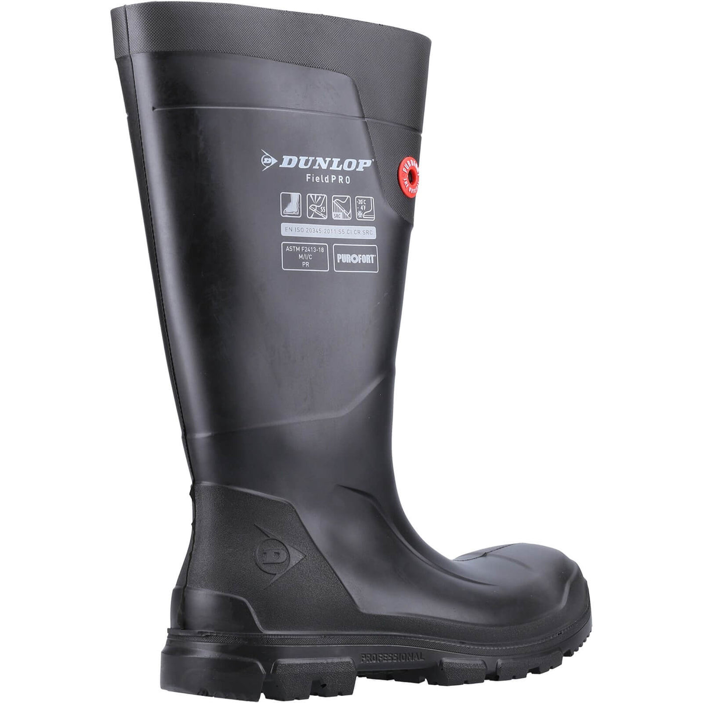 Dunlop Purofort FieldPRO Full Safety Wellington Boots Black/Black 2#colour_black-black
