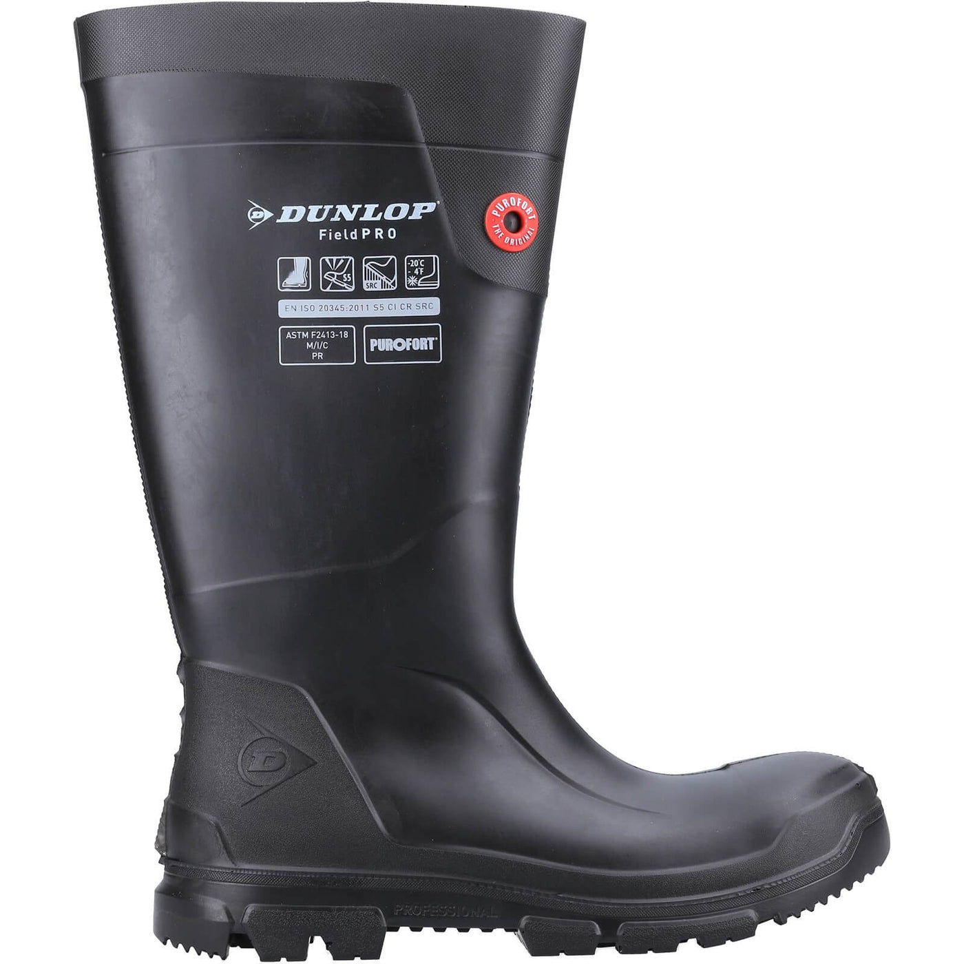 Dunlop Purofort FieldPRO Full Safety Wellington Boots Black/Black 5#colour_black-black