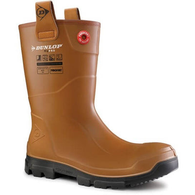 Dunlop Purofort RigPRO Full Safety Fur lining Wellington Boots Brown/Black 1#colour_brown-black
