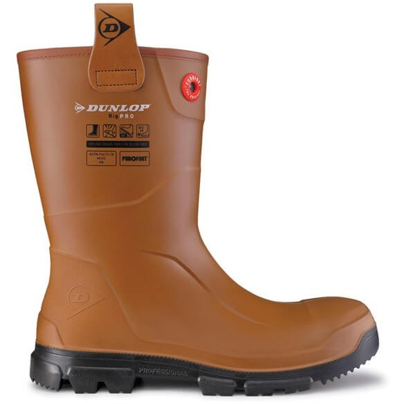 Dunlop Purofort RigPRO Full Safety Fur lining Wellington Boots Brown/Black 4#colour_brown-black