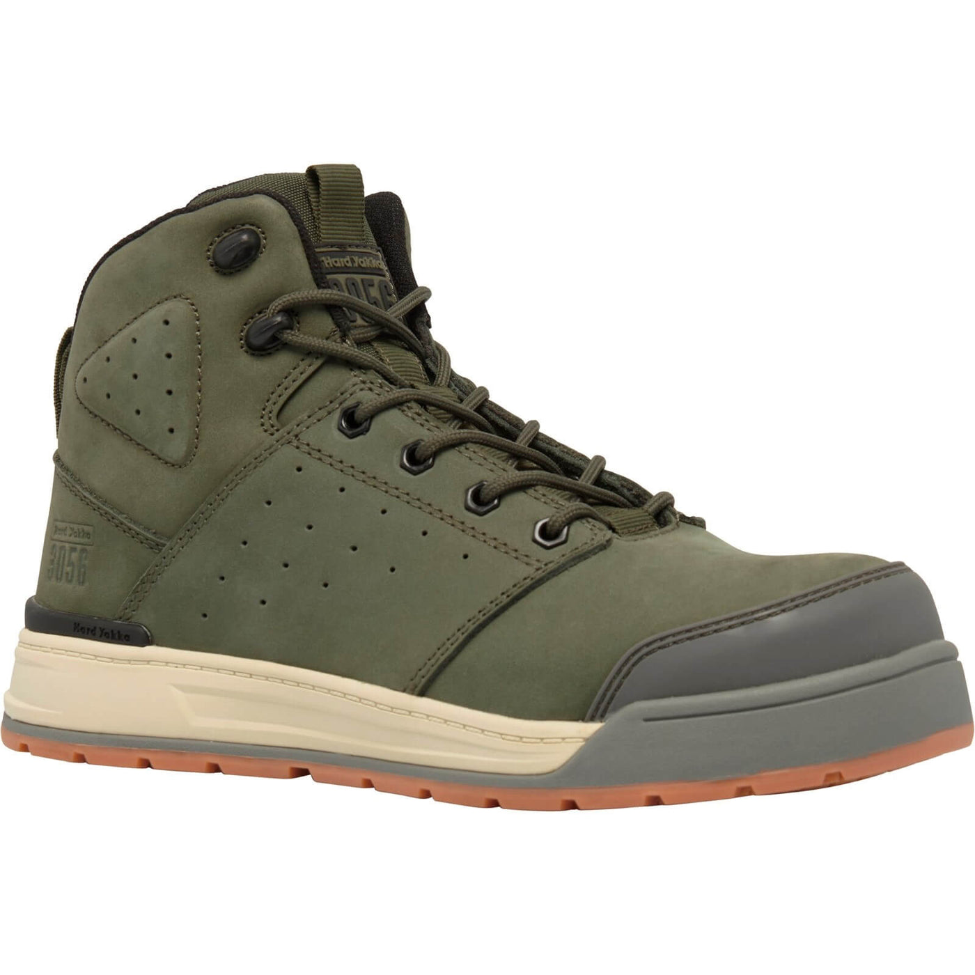 Hard Yakka 3056 Lace Zip Safety Boots Olive 1#colour_olive-green