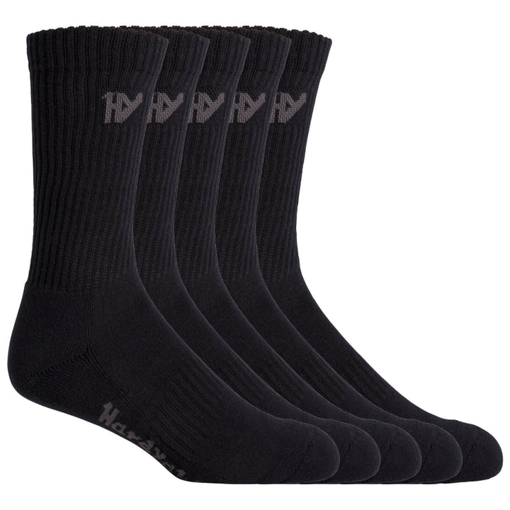 Hard Yakka Crew Work Socks Five Pack Black 1#colour_black