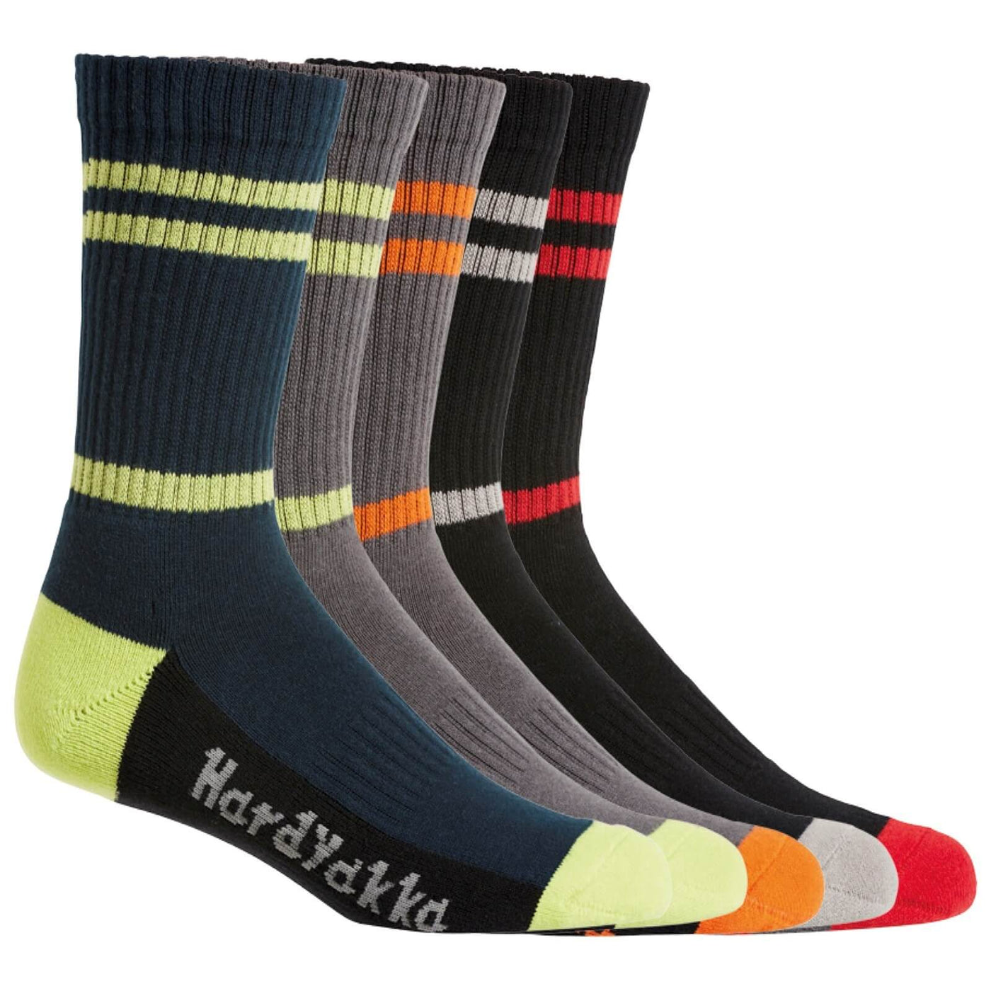 Hard Yakka Crew Work Socks Five Pack Multi 1#colour_multicoloured