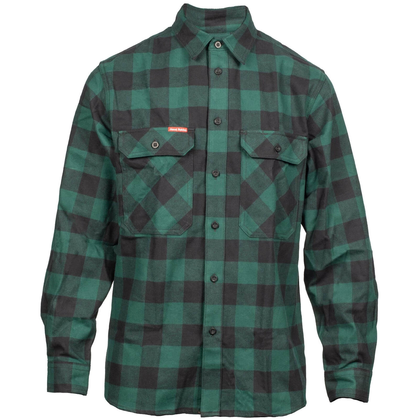 Hard Yakka Long Sleeve Check Flannel Shirt Green 1#colour_green