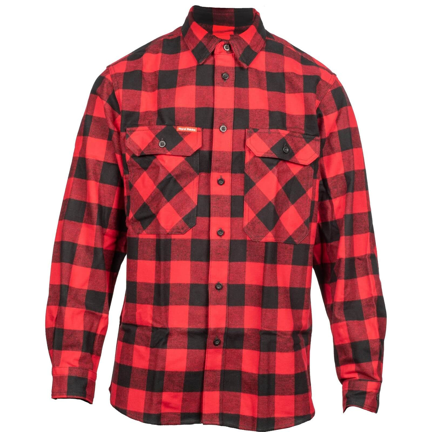 Hard Yakka Long Sleeve Check Flannel Shirt Red 1#colour_red