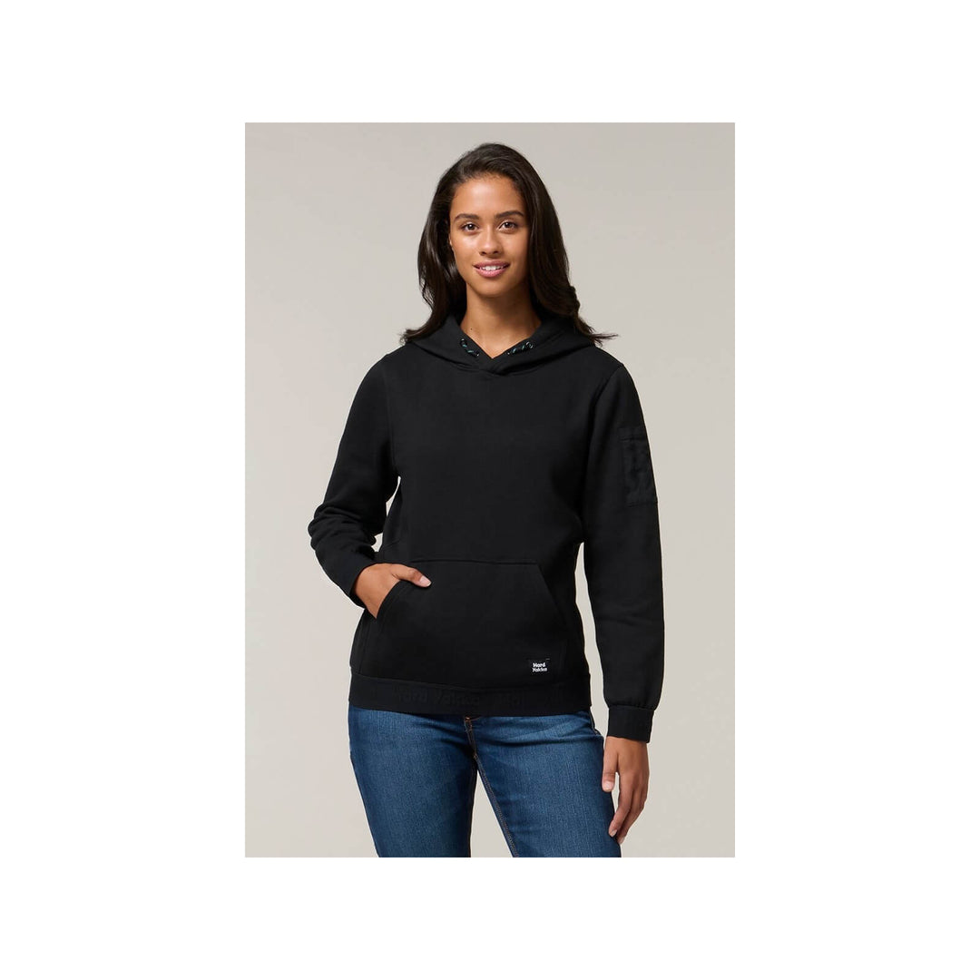 Hard Yakka Womens Gladiator Hoodie Black 1#colour_black