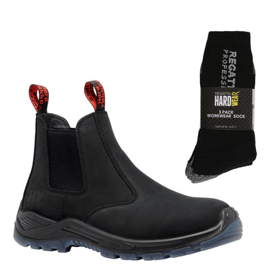 Hard Yakka Banjo Special Offer Pack - Elastic Gusset Boots + 3 Pairs Work Socks