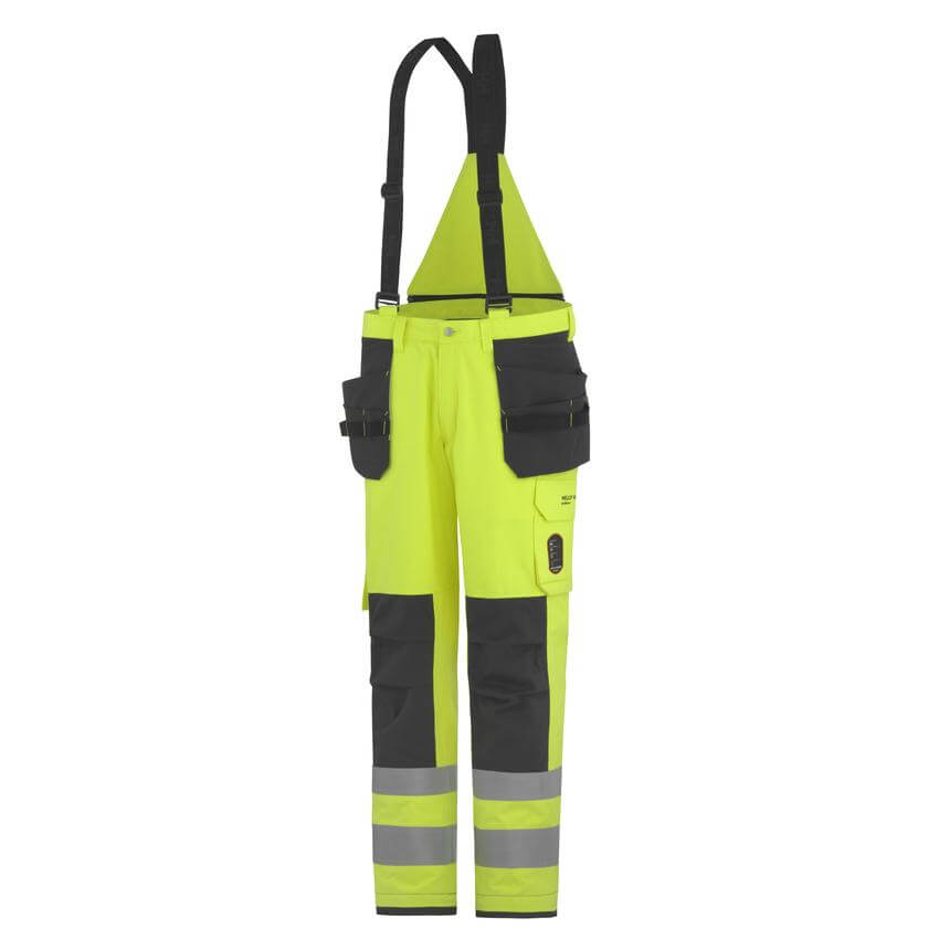 Helly Hansen Aberdeen Flame Retardant Insulated Construction Hi Vis Work Trousers Class 2 Yellow 1 Front #colour_yellow