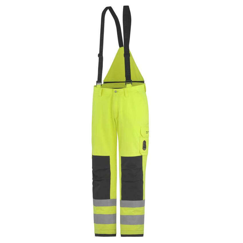Helly Hansen Aberdeen Flame Retardant Insulated Hi Vis Work Trousers Class 1 Yellow 1 Front #colour_yellow