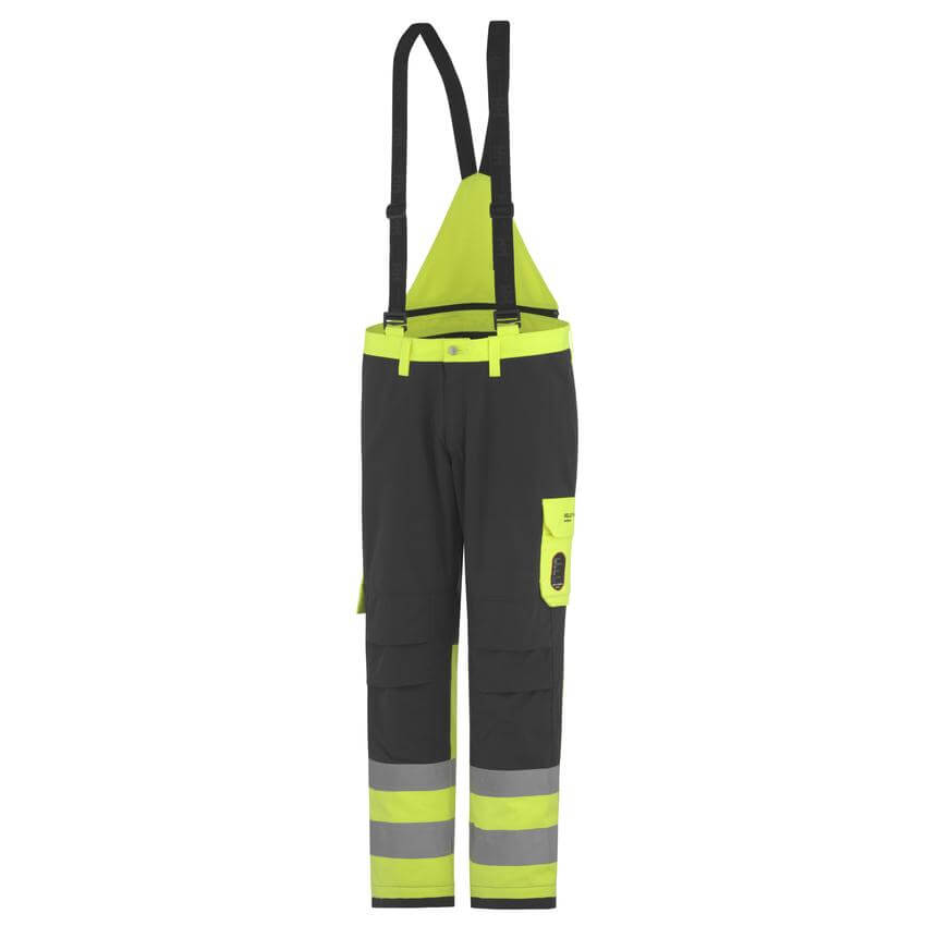 Helly Hansen Aberdeen Flame Retardant Insulated Hi Vis Work Trousers Class 1 Yellow/Charcoal 1 Front #colour_yellow-charcoal