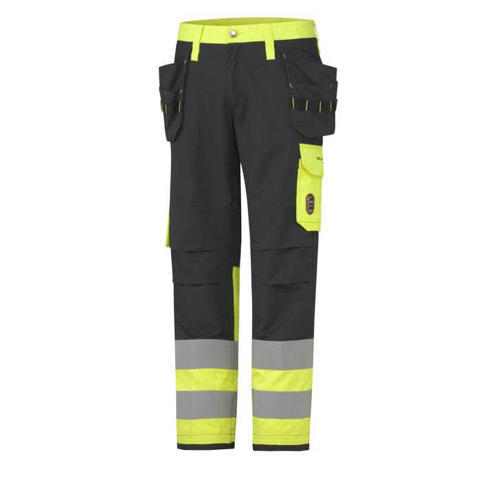 Helly Hansen Aberdeen Hi Vis Flame Retardant Construction Work Trousers Class 1 Yellow 1 Front #colour_yellow