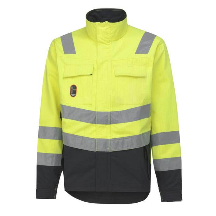Helly Hansen Aberdeen Hi Vis Flame Retardant Jacket Yellow 1 Front #colour_yellow