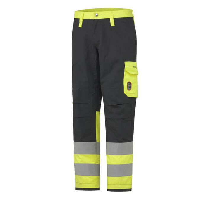 Helly Hansen Aberdeen Hi Vis Flame Retardant Work Trousers Class 1 Yellow 1 Front #colour_yellow