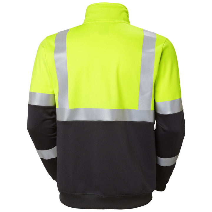 Helly Hansen Addvis Half Zip Hi-Vis Sweatshirt Class 1 Yellow/Ebony Back#colour_yellow-ebony