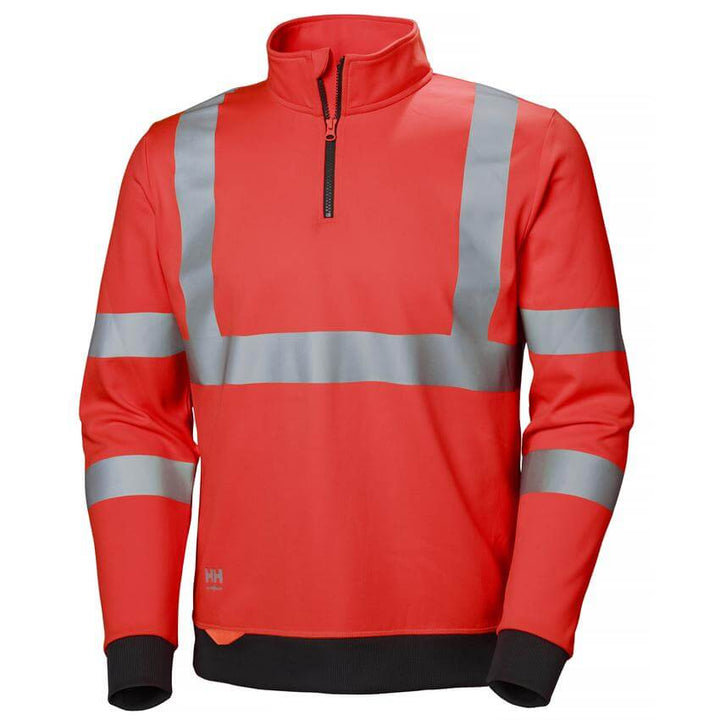 Helly Hansen Addvis Hi Vis Half Zip Sweatshirt Red 1 Front #colour_red