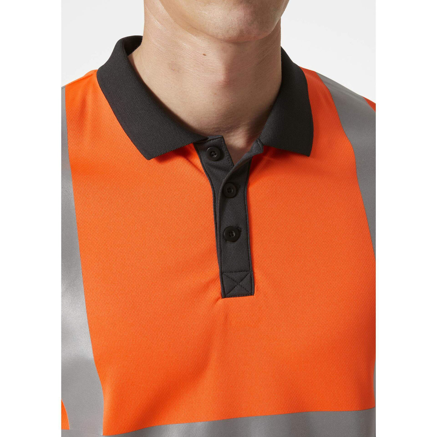 Helly Hansen Addvis Hi-Vis Polo Shirt Class 1 Orange/Ebony Feature 2#colour_orange-ebony