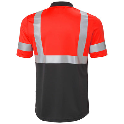 Helly Hansen Addvis Hi-Vis Polo Shirt Class 1 Red/Ebony Back#colour_red-ebony