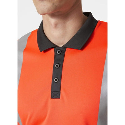 Helly Hansen Addvis Hi-Vis Polo Shirt Class 1 Red/Ebony Feature 2#colour_red-ebony
