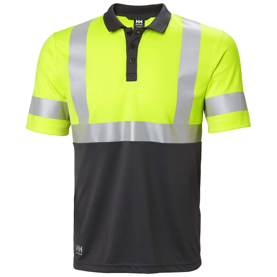 Helly Hansen Addvis Hi-Vis Polo Shirt Class 1 Yellow/Ebony Front#colour_yellow-ebony