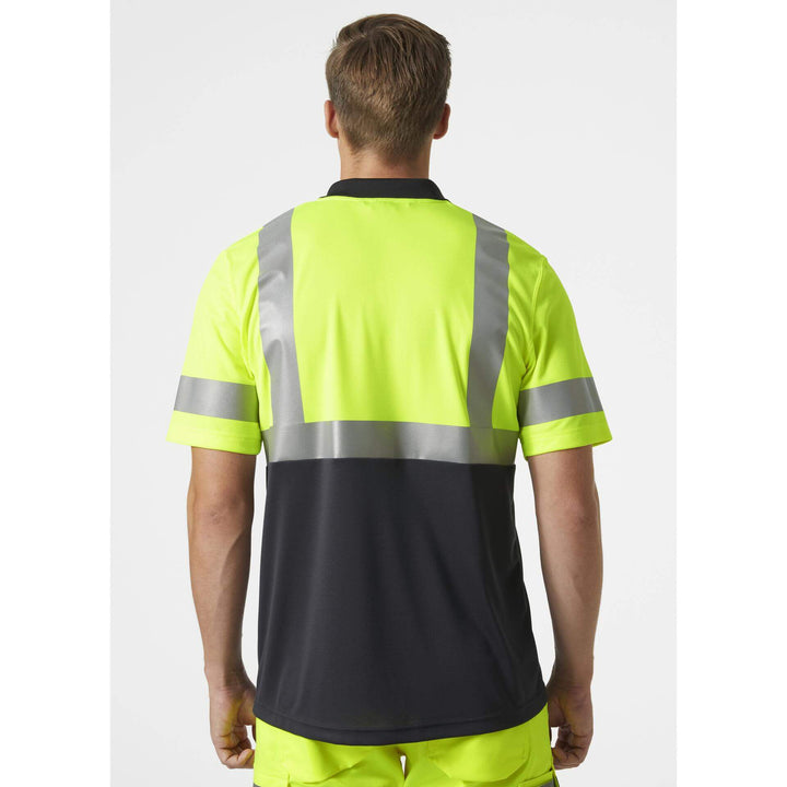 Helly Hansen Addvis Hi-Vis Polo Shirt Class 1 Yellow/Ebony OnBody 2#colour_yellow-ebony