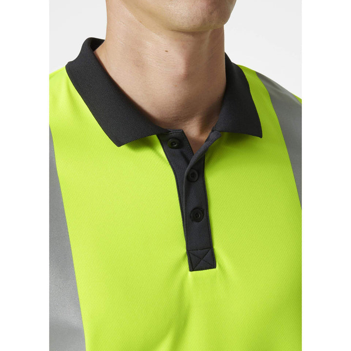 Helly Hansen Addvis Hi-Vis Polo Shirt Class 1 Yellow/Ebony Feature 2#colour_yellow-ebony