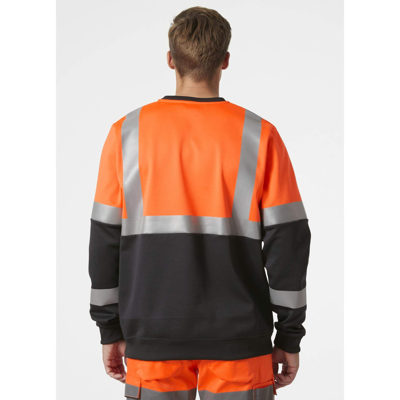 Helly Hansen Addvis Hi-Vis Sweatshirt Class 1 Orange/Ebony OnBody 2#colour_orange-ebony