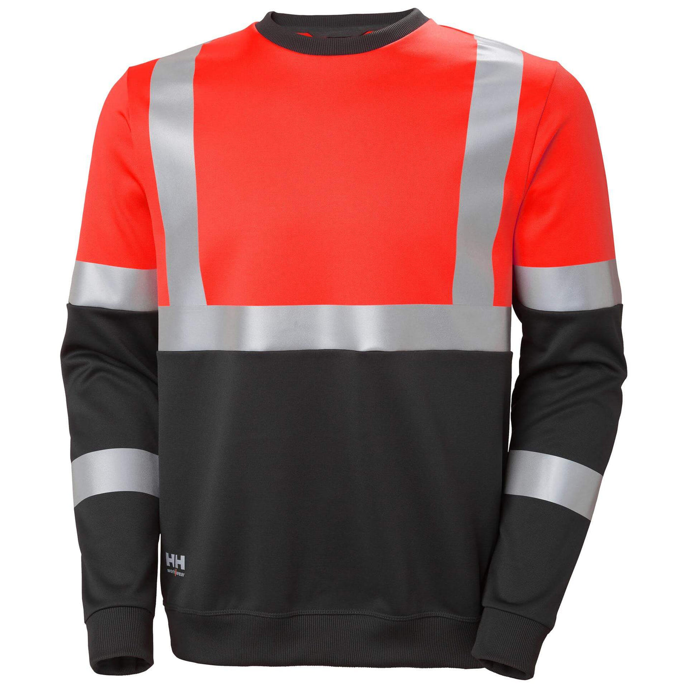 Helly Hansen Addvis Hi-Vis Sweatshirt Class 1 Red/Ebony Front#colour_red-ebony