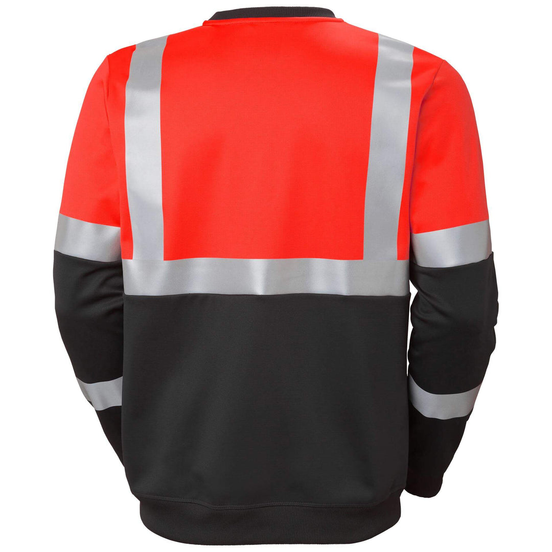 Helly Hansen Addvis Hi-Vis Sweatshirt Class 1 Red/Ebony Back#colour_red-ebony