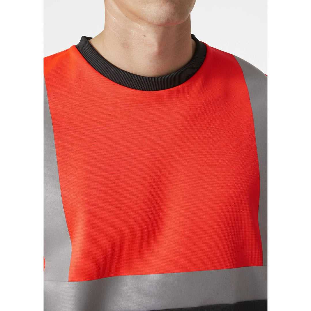 Helly Hansen Addvis Hi-Vis Sweatshirt Class 1 Red/Ebony Feature 2#colour_red-ebony