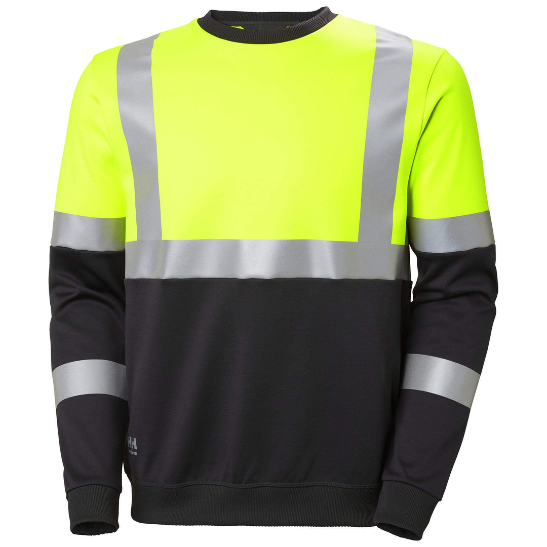 Helly Hansen Addvis Hi-Vis Sweatshirt Class 1 Yellow/Ebony Front#colour_yellow-ebony