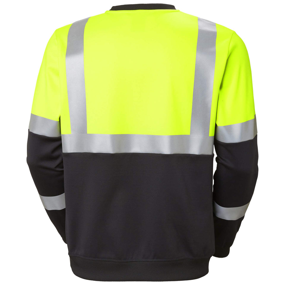 Helly Hansen Addvis Hi-Vis Sweatshirt Class 1 Yellow/Ebony Back#colour_yellow-ebony