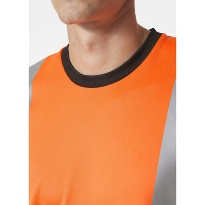 Helly Hansen Addvis Hi-Vis T-Shirt Class 1 Orange/Ebony Feature 2#colour_orange-ebony
