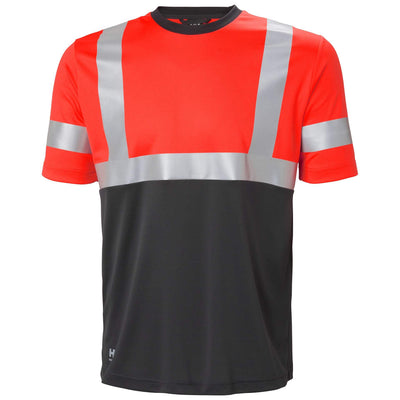Helly Hansen Addvis Hi-Vis T-Shirt Class 1 Red/Ebony Front#colour_red-ebony