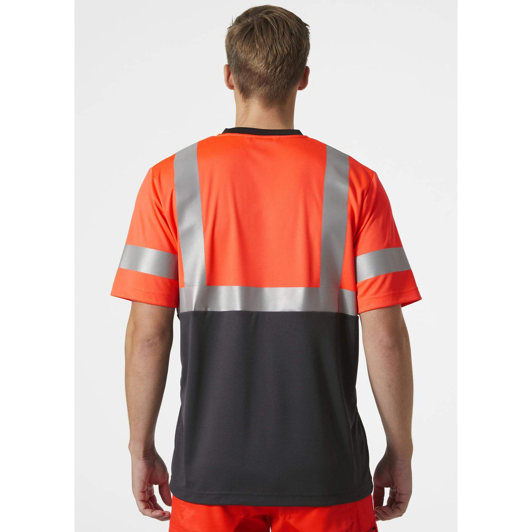 Helly Hansen Addvis Hi-Vis T-Shirt Class 1 Red/Ebony OnBody 2#colour_red-ebony