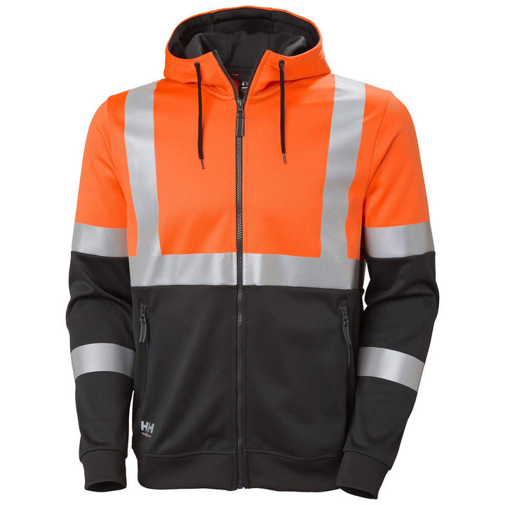 Helly Hansen Addvis Hi-Vis Zip Hoodie Class 1 Orange/Ebony Front#colour_orange-ebony