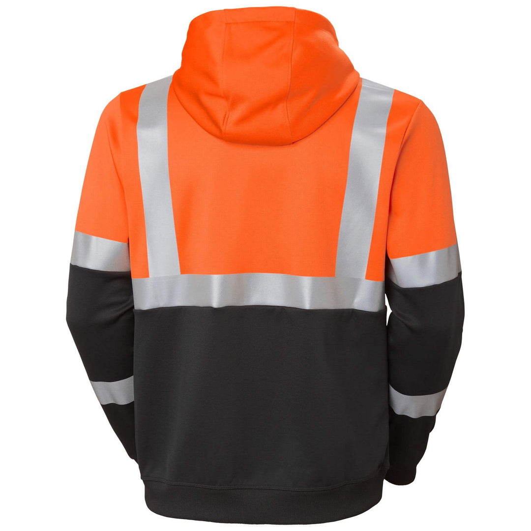 Helly Hansen Addvis Hi-Vis Zip Hoodie Class 1 Orange/Ebony Back#colour_orange-ebony