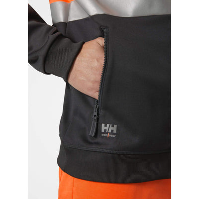Helly Hansen Addvis Hi-Vis Zip Hoodie Class 1 Orange/Ebony Feature 1#colour_orange-ebony