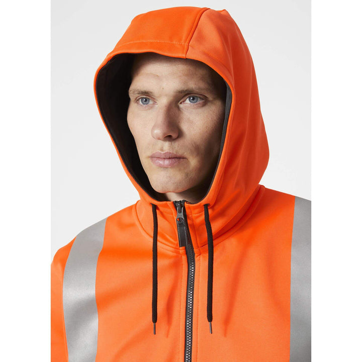 Helly Hansen Addvis Hi-Vis Zip Hoodie Class 1 Orange/Ebony Feature 2#colour_orange-ebony