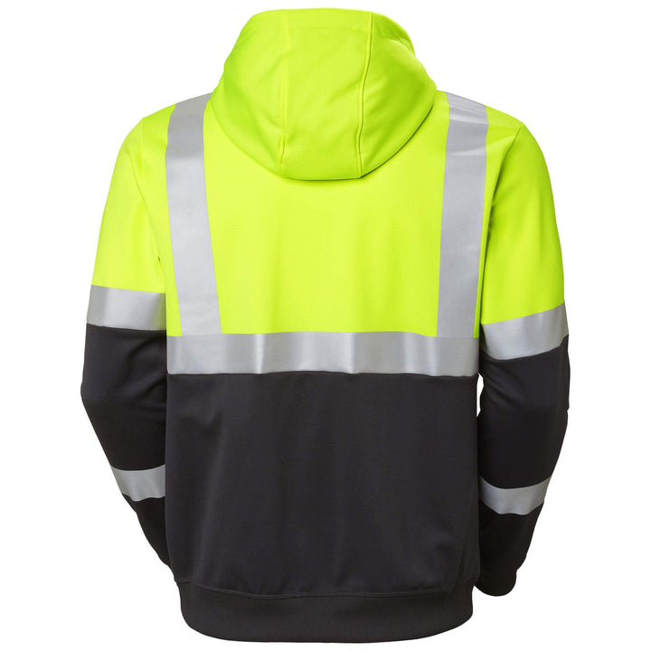 Helly Hansen Addvis Hi-Vis Zip Hoodie Class 1 Yellow/Ebony Back#colour_yellow-ebony