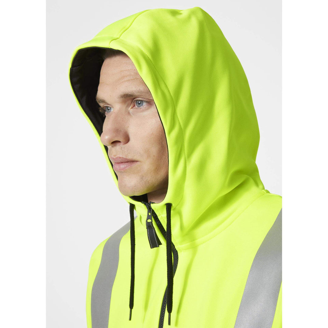 Helly Hansen Addvis Hi-Vis Zip Hoodie Class 1 Yellow/Ebony Feature 2#colour_yellow-ebony