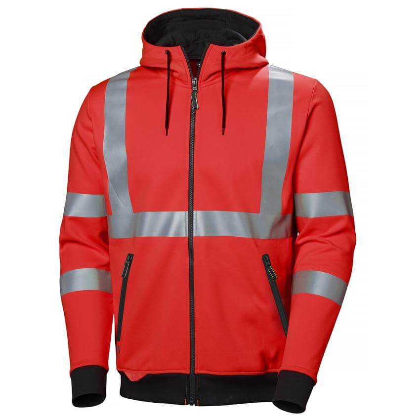 Helly Hansen Addvis Hi Vis Zip Hoodie Red 1 Front #colour_red