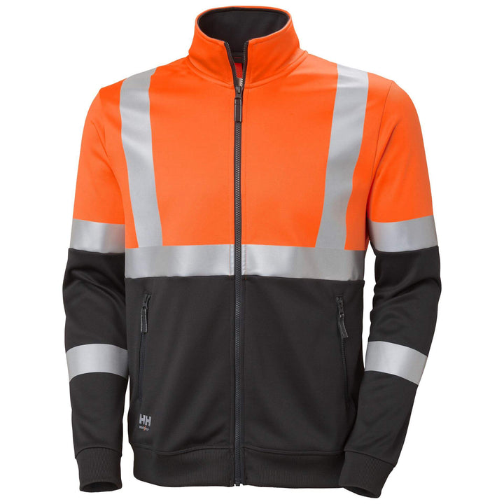 Helly Hansen Addvis Hi-Vis Zip Sweatshirt Class 1 Orange/Ebony Front#colour_orange-ebony