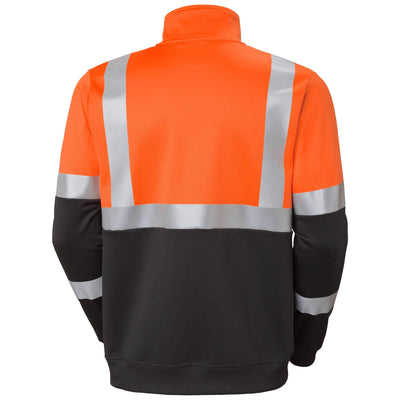 Helly Hansen Addvis Hi-Vis Zip Sweatshirt Class 1 Orange/Ebony Back#colour_orange-ebony