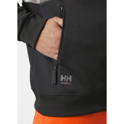 Helly Hansen Addvis Hi-Vis Zip Sweatshirt Class 1 Orange/Ebony Feature 1#colour_orange-ebony