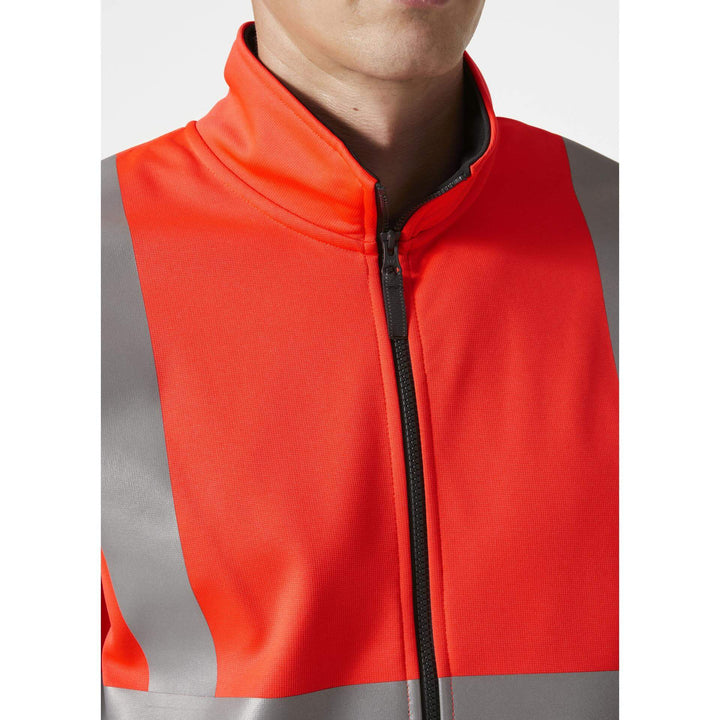 Helly Hansen Addvis Hi-Vis Zip Sweatshirt Class 1 Red/Ebony Feature 2#colour_red-ebony