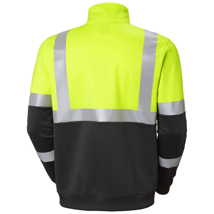 Helly Hansen Addvis Hi-Vis Zip Sweatshirt Class 1 Yellow/Ebony Back#colour_yellow-ebony