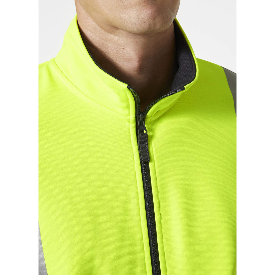 Helly Hansen Addvis Hi-Vis Zip Sweatshirt Class 1 Yellow/Ebony Feature 2#colour_yellow-ebony