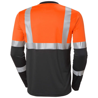 Helly Hansen Addvis Long-Sleeve Hi-Vis T-Shirt Class 1 Orange/Ebony Back#colour_orange-ebony